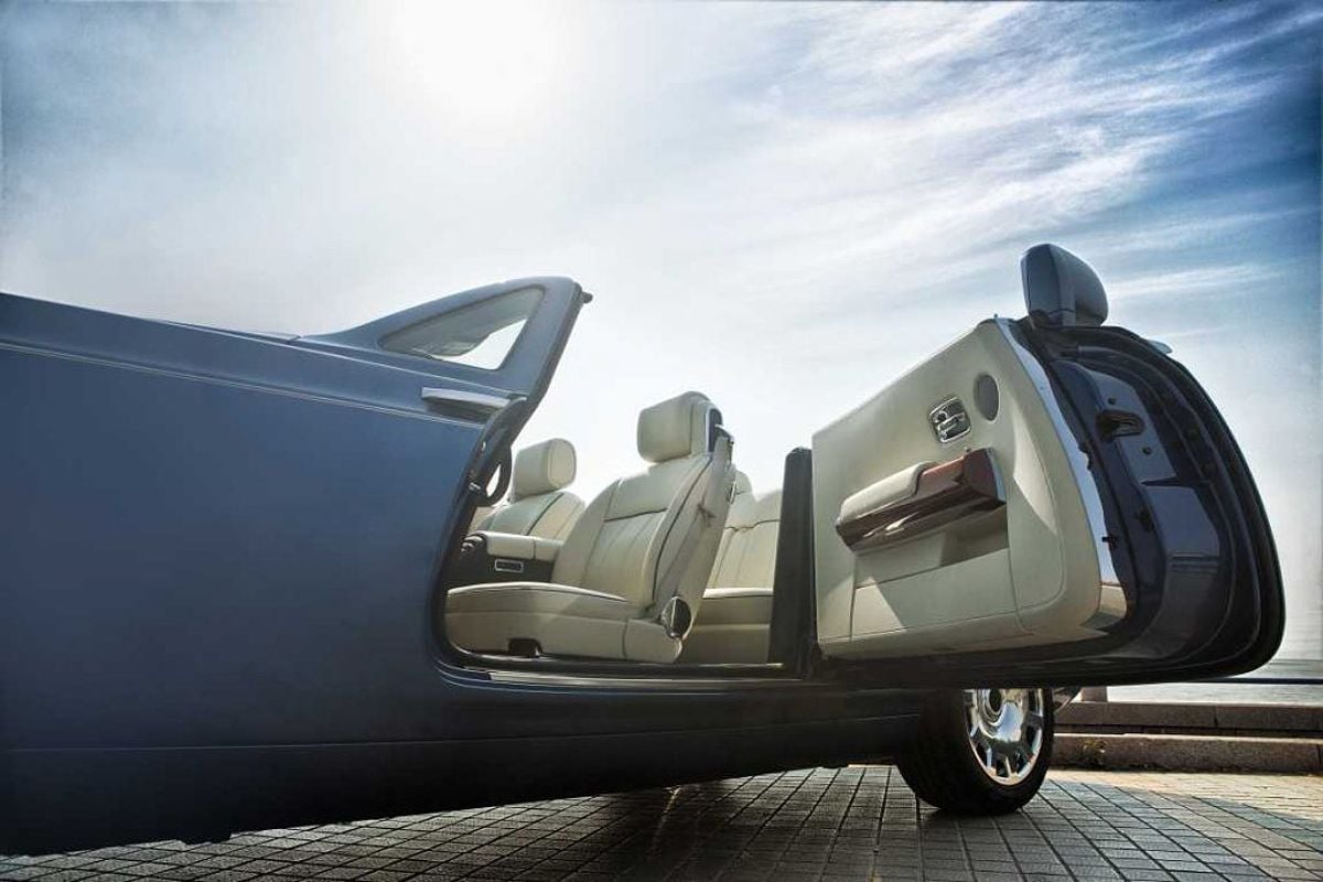 Rolls-Royce Droptail convertible with door open